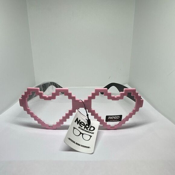 Nerd Eyewear Pixel Heart Glasses – Pink Frame with Clear UV400 Lenses - Picture 3 of 3
